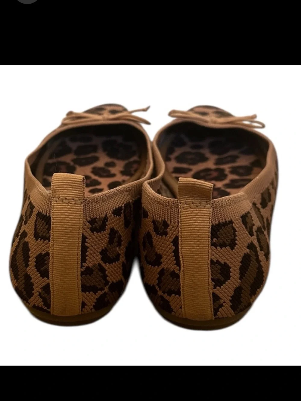 Vince Camuto Leopard Knit Ballet Flats in Brown and Black Machine Washable 8.5